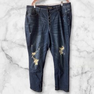 Judy Blue High Rise Boyfriend Fit Distressed Button Fly Jeans Size 22W Stretch